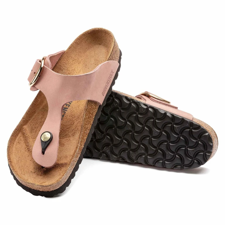 Gizeh Big Buckle Nubuck Leather Old Rose Sandals