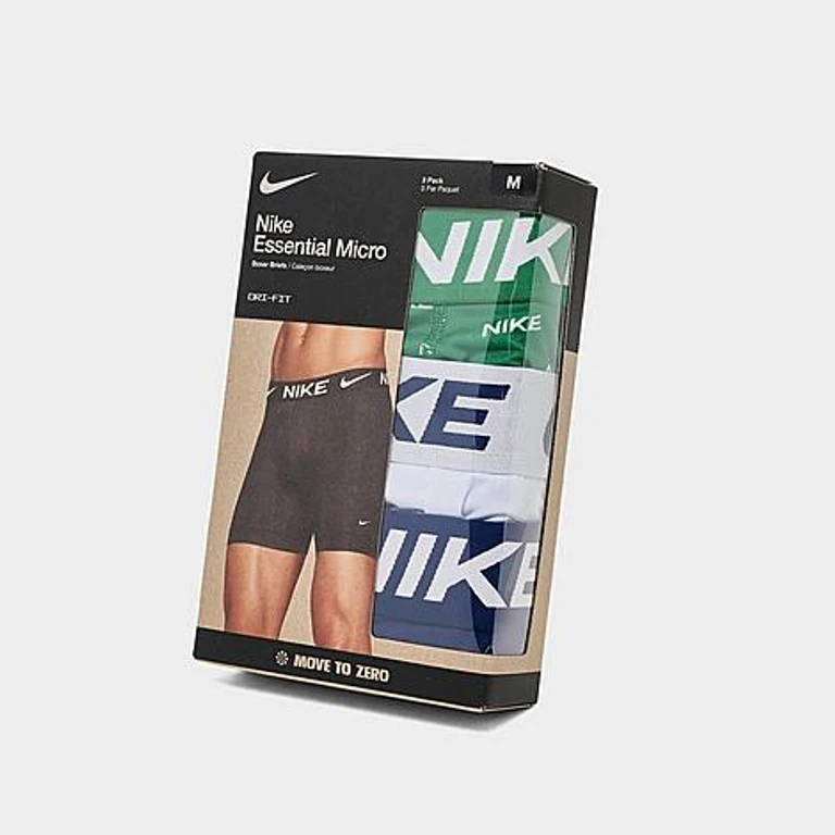 Men's Dri-FIT Essential Micro Boxer Briefs (3-Pack) in Malacite/Grey/Blue Size: Small