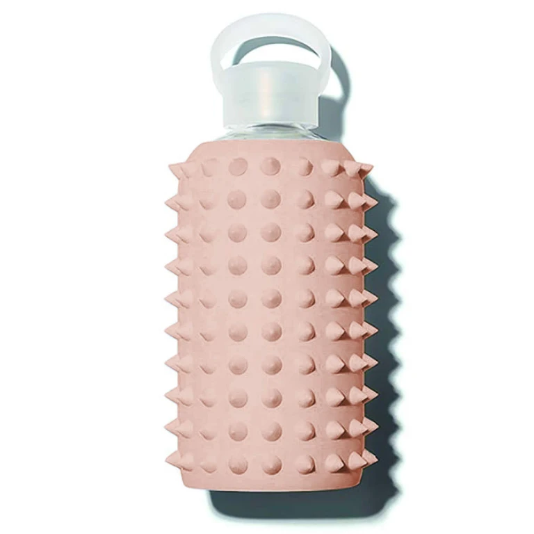 Teddy Spiked glass water bottle GWP pink 500 ml