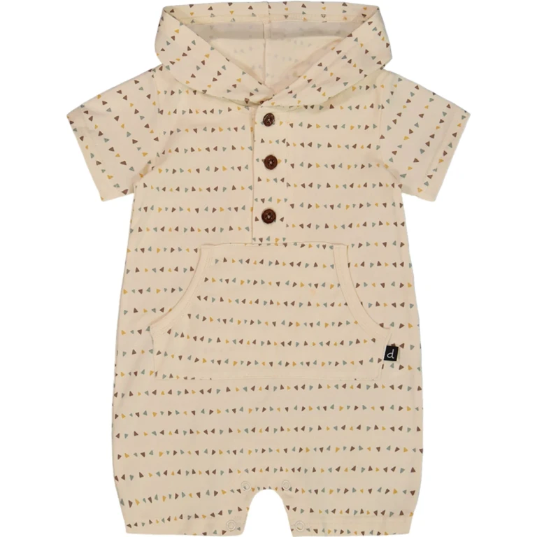 Organic Cotton Hooded Romper - Baby Boy