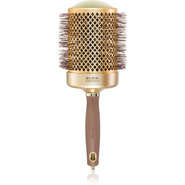 Expert Blowout Shine Round brush Wavy bristles Gold and brown 80 mm