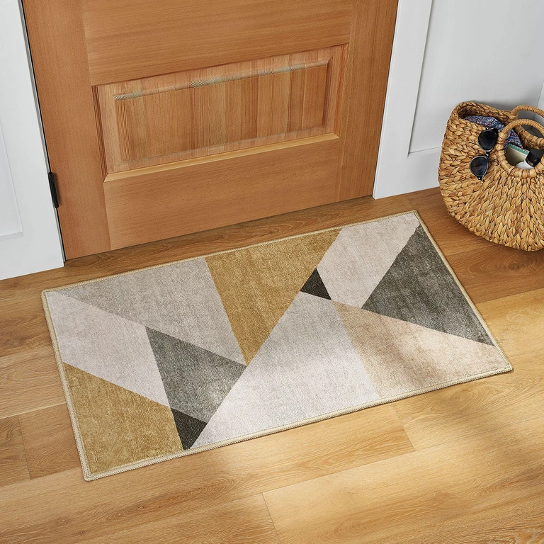 Everwash Washable Accent Rug:- Beige