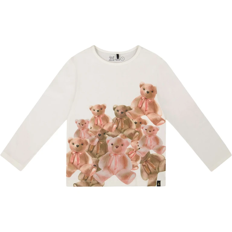 Sequin Teddy Bear Organic Cotton T-Shirt - Big Girl