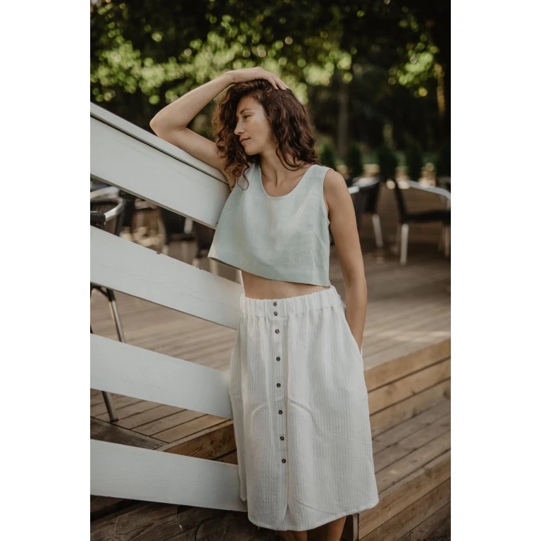Linen skirt with buttons DAISY L Striped