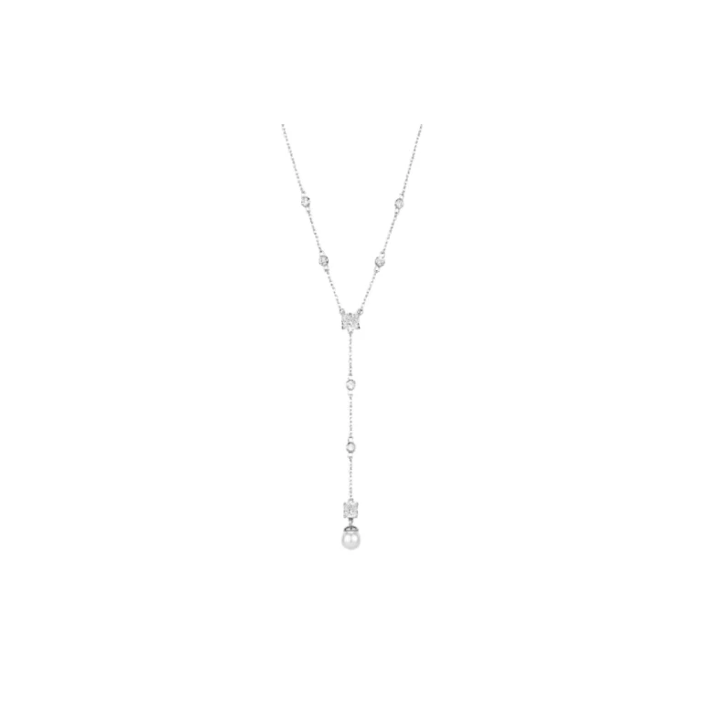 Stunning Silver Necklace With Zirconia And Infinite Pearls White Fancy Fiw170