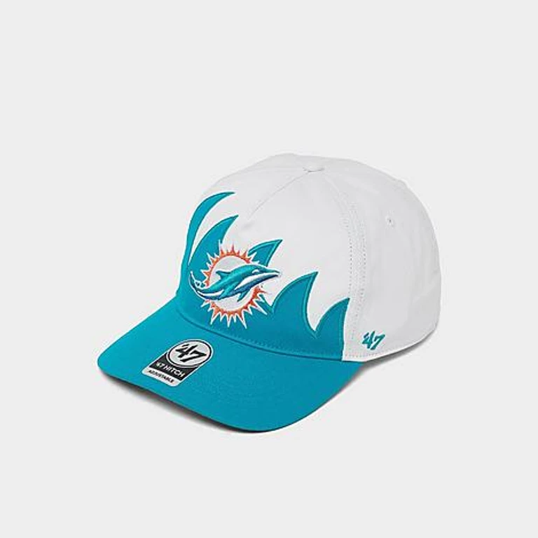 '47 Miami Dolphins NFL Jagged HITCH Snapback Hat in White/Marine Blue