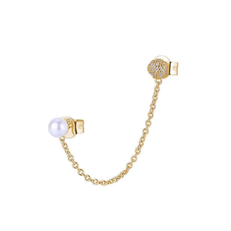 Fashion Single Earring Gold Plated with Blue Pearl Rzaz026