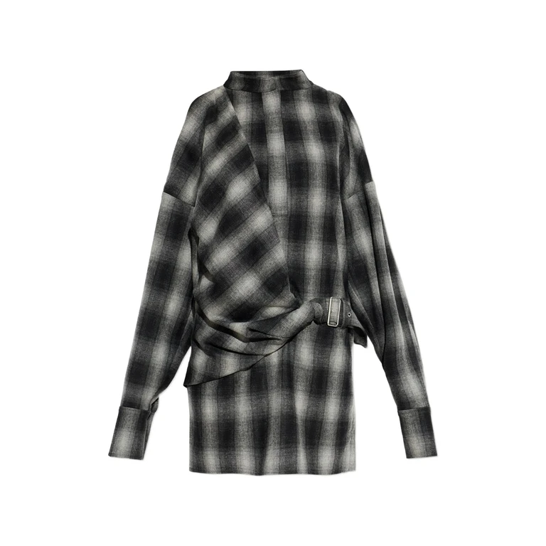 Narissa Check Cold-shoulder Mini Dress