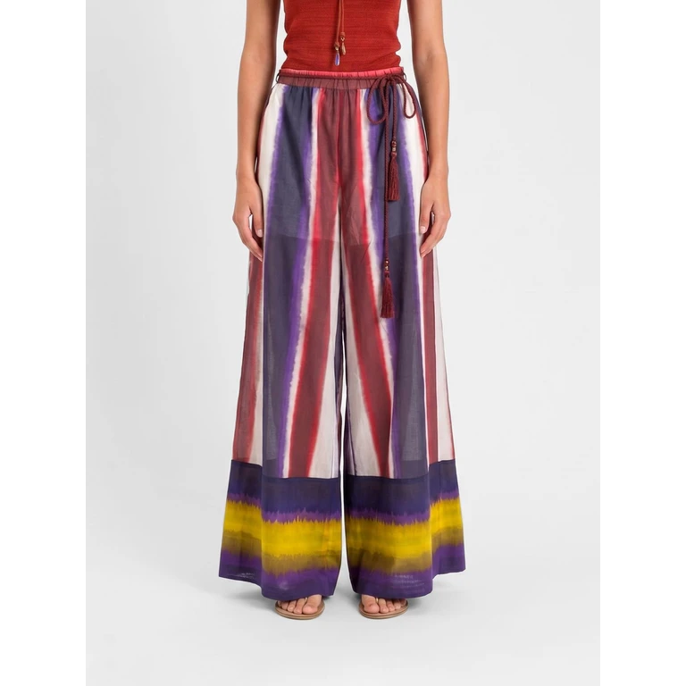 Printed Fabric Wide Leg Trousers (261AT206113458)