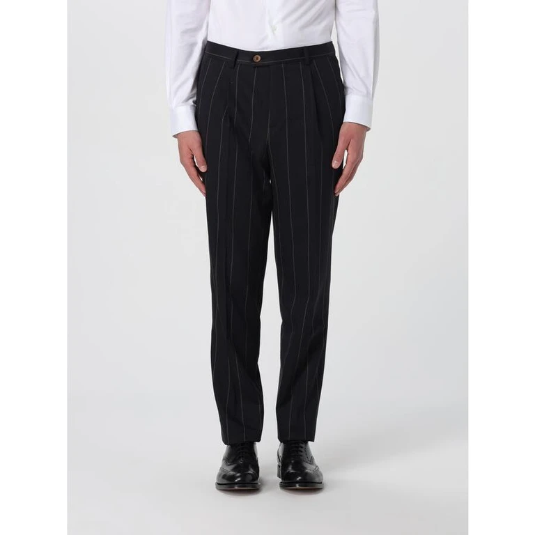 Black Wool Pinstripe Trousers