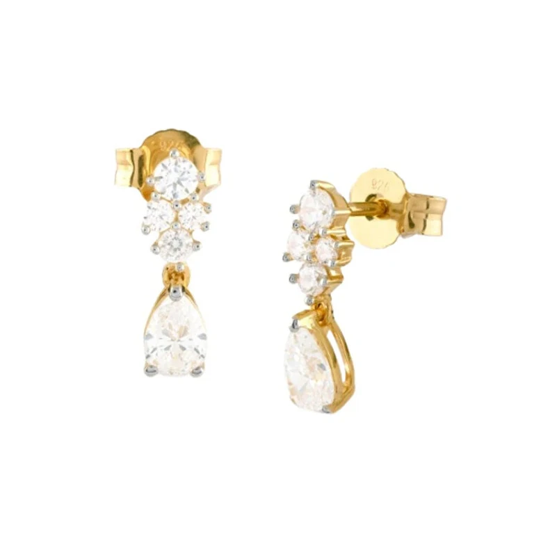 Sparkling Drop Earrings in Gold-Plated Silver Jardin Jsbe04492Jwygt/U