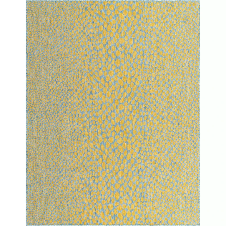 Cape Town Outdoor Rug:- Yellow/Aqua, 7'10' x 10'