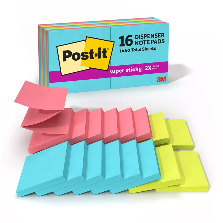 Super Sticky Pop-up Notes, 3' x 3', Supernova Neons Collection, 16 Pack, 1,440 Total Sheets