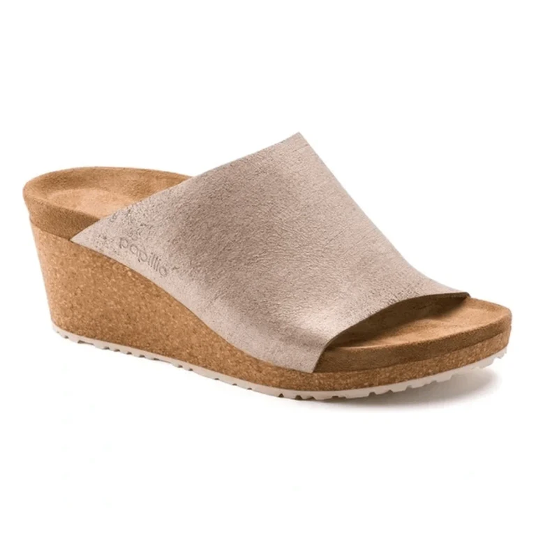 Women's Namica Papillio Suede Leather Wedge Washed Metallic Rose Gold Sandals