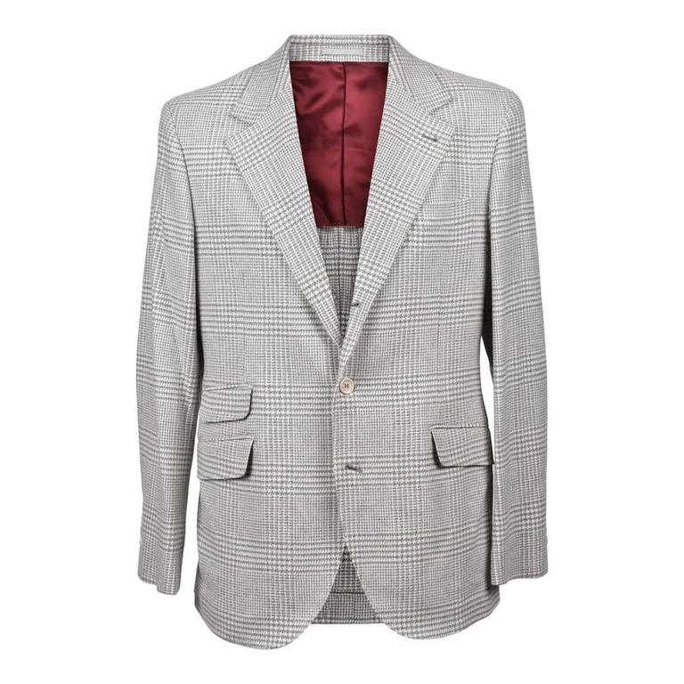 Pearl Wool Check Three-Button Suit