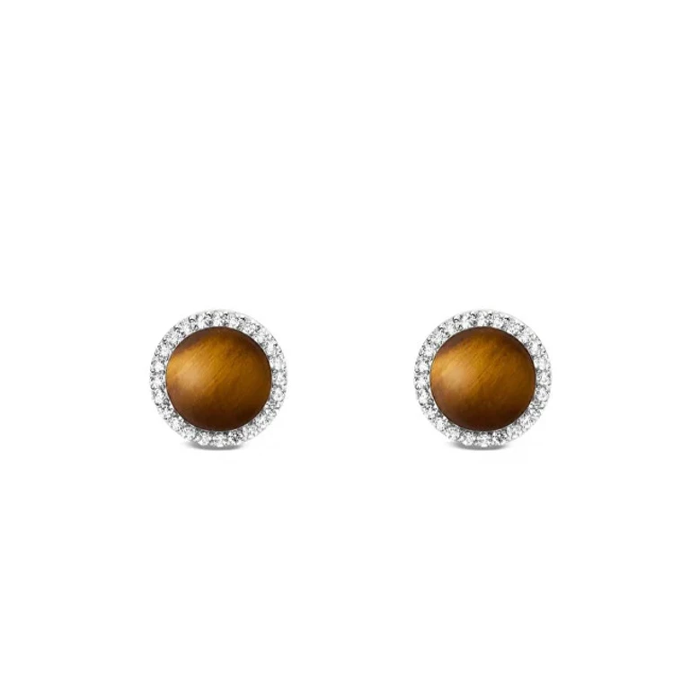 Elegant Tiger Eye and Crystal Stud Earrings Audrey DW00401421
