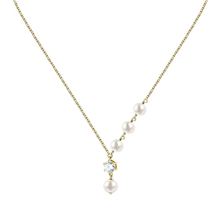 Elegante Necklace With Real Pearls And Zirconia Pearl Sxu56