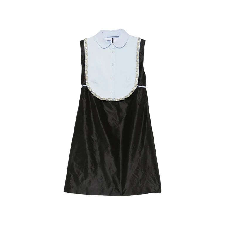Crystal-embellished Bib-detail Mini Dress