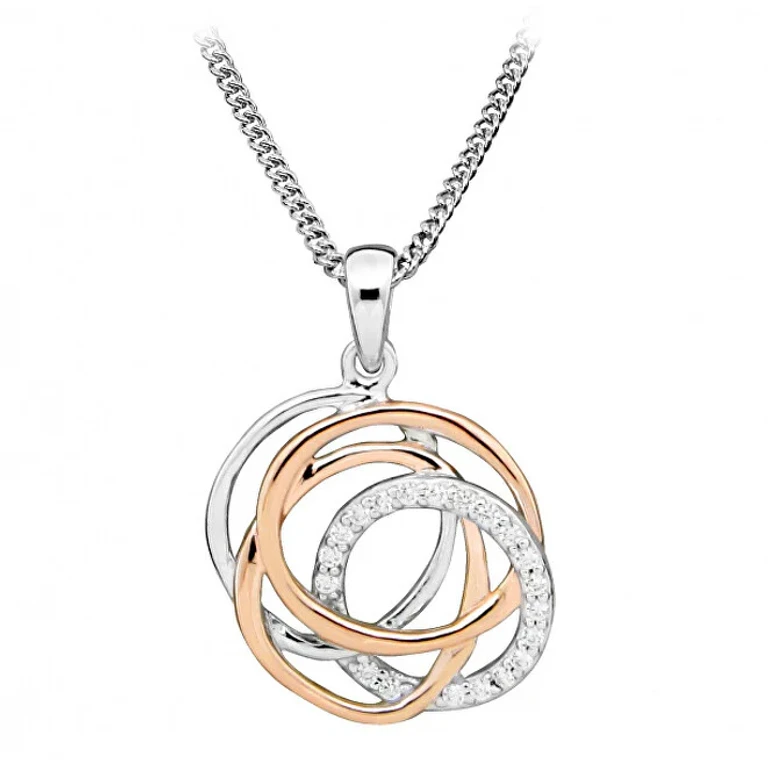Elegante Two-Tone Necklace With Zirconia Sc406
