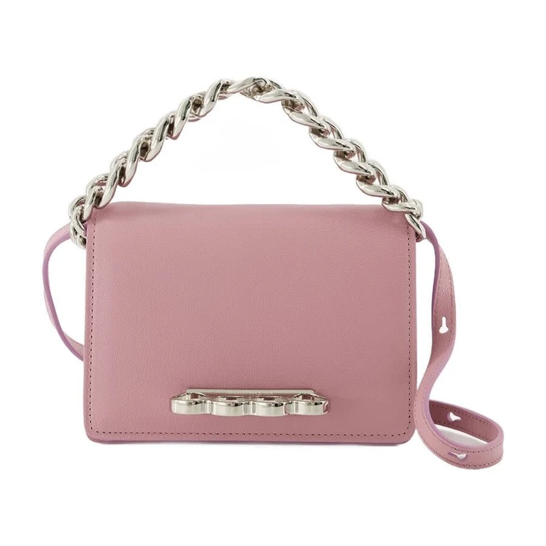 Chain-Link Leather Shoulder Bag â Pink