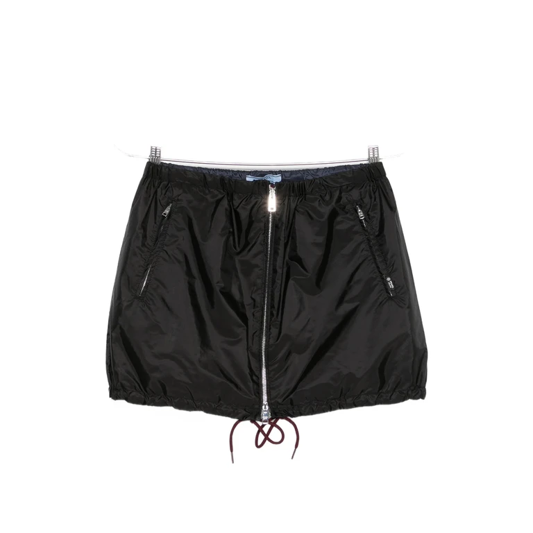 Re-Nylon Drawstring Mini Skirt