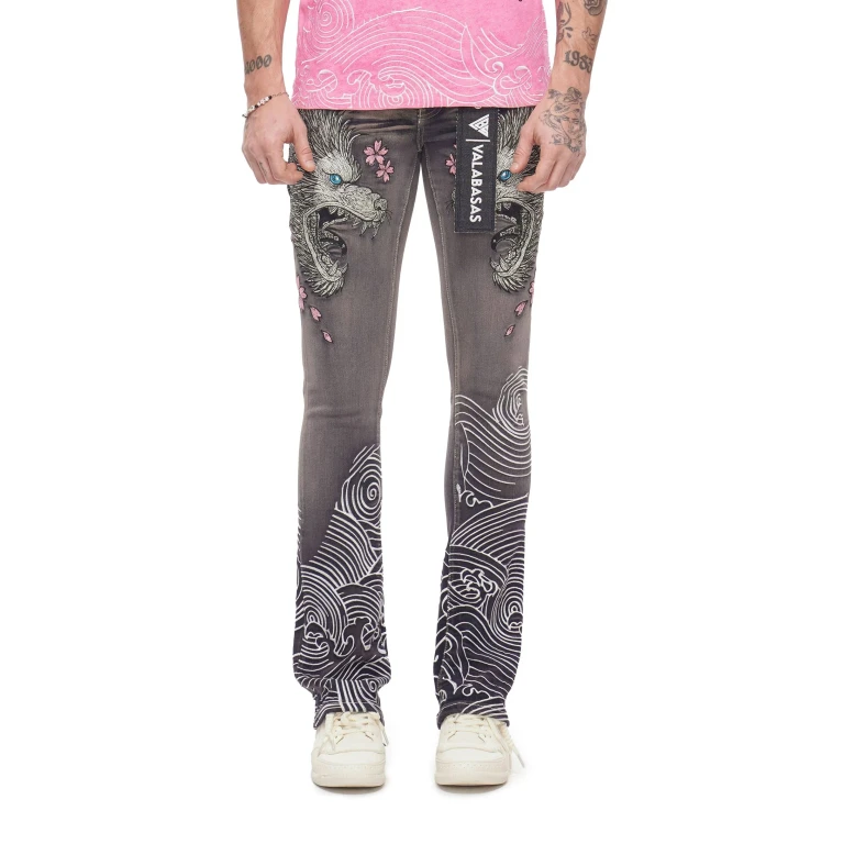 Tenka Stacked Denim Jean - Grey Wash