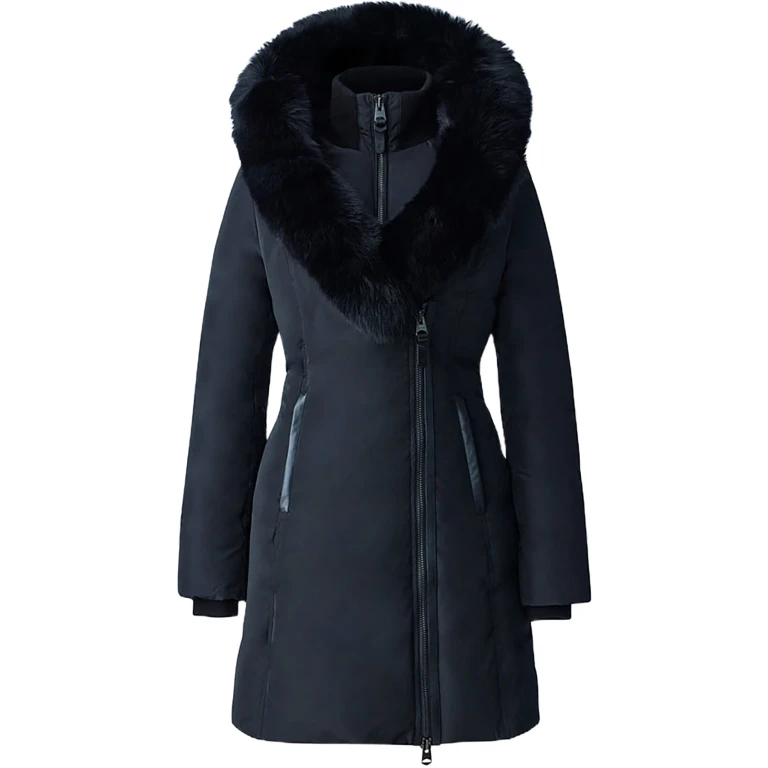 Kay Down Coat With Blue Fox Fur Signature Mackage Collar - Women's