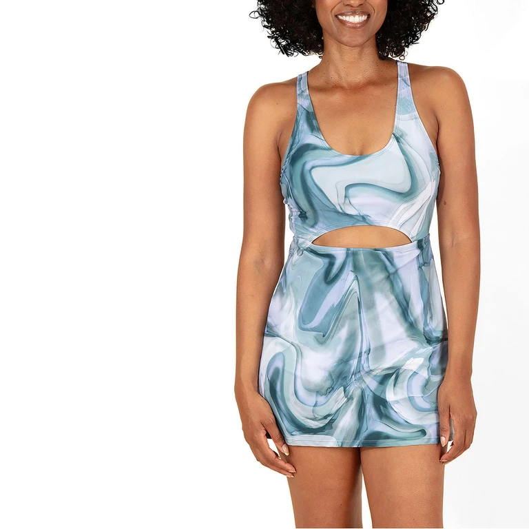 Women's Swim Dress Blue L:- Blue - Online Only, L