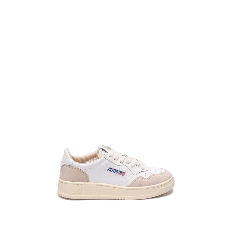 Medalist White Low Top Sneaker With Suede Details In Leather Women