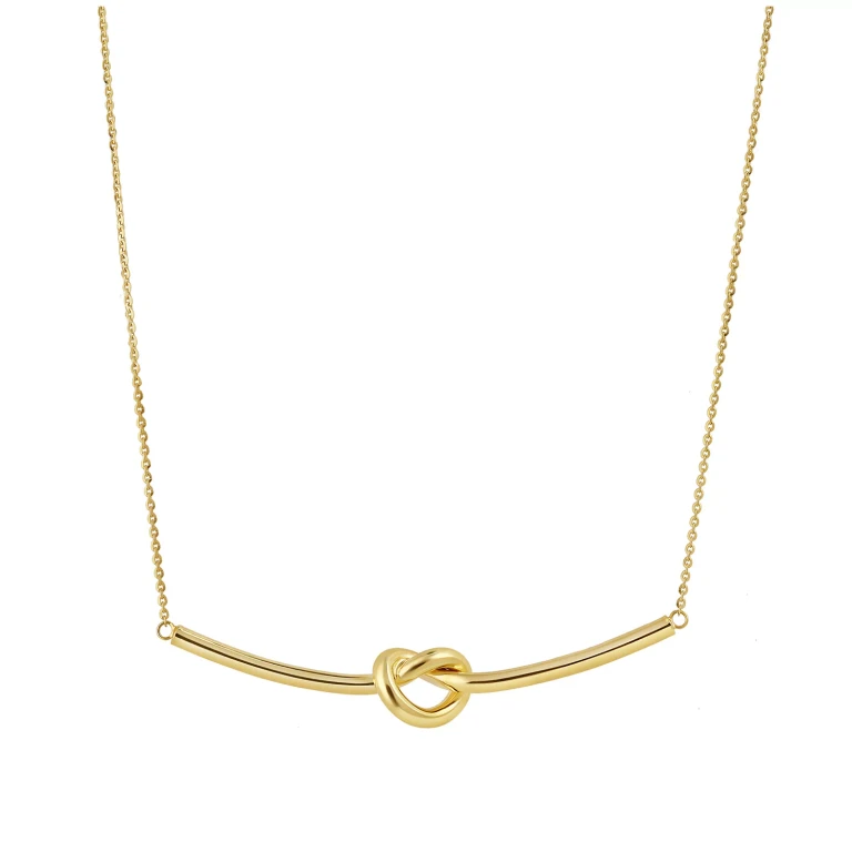 Bar Knot Tube Necklace in 14K Yellow Gold