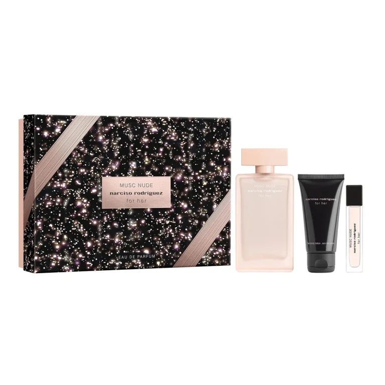 Set Narciso Rodriguez: Musc Nude Eau De Parfum for Women 100 ml + Musc Nude Moisturizing Body Lotion 50 ml + Musc Nude Eau De Parfum for Women 10 ml