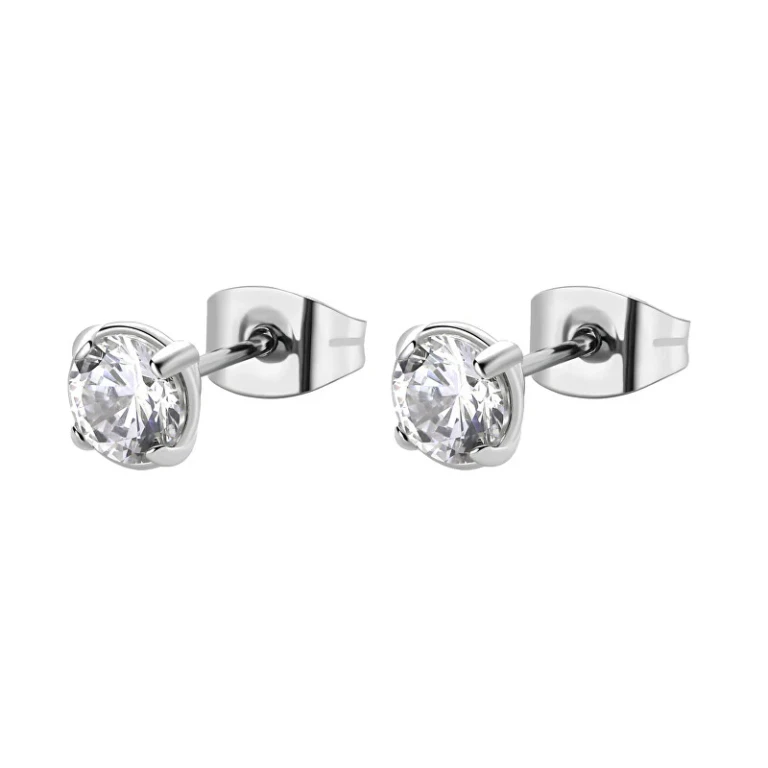 Polished Steel Earrings with Zirconia Desideri BEIE005