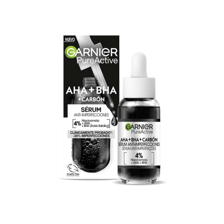 Anti-imperfection serum with activated charcoal AHA Bha Garnier Pure 30 ml