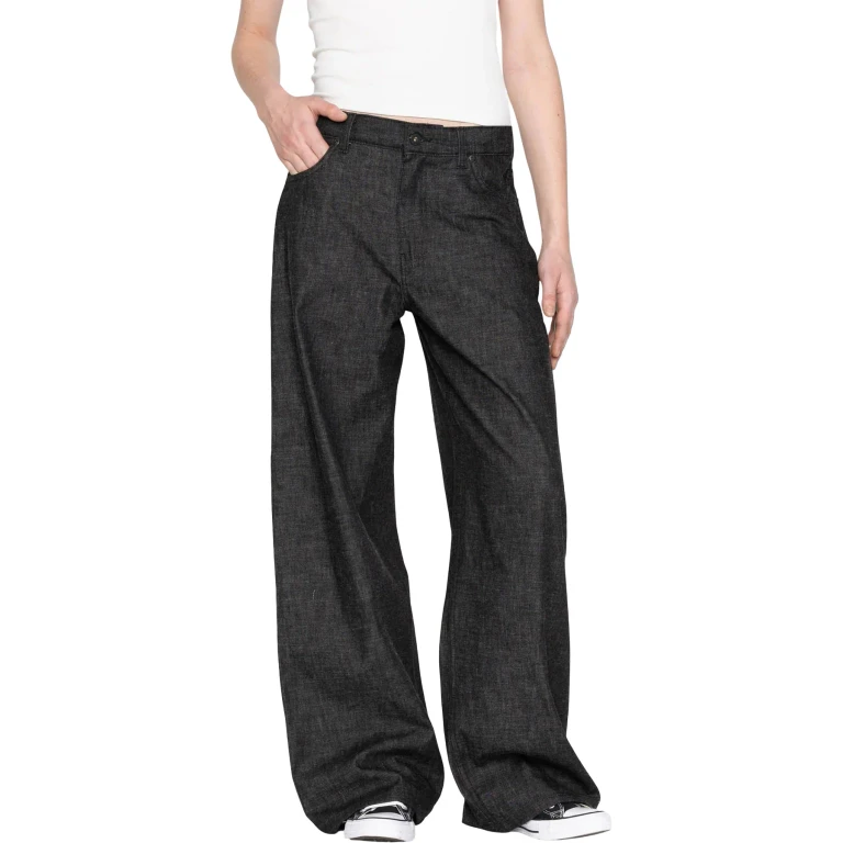 Wide Wild West Jeans - Black Lightweight Denim - Black - Women's