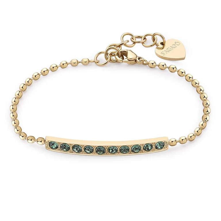 Elegante Gold-Plated Bracelet with Dazzly Green Crystals Sdz19