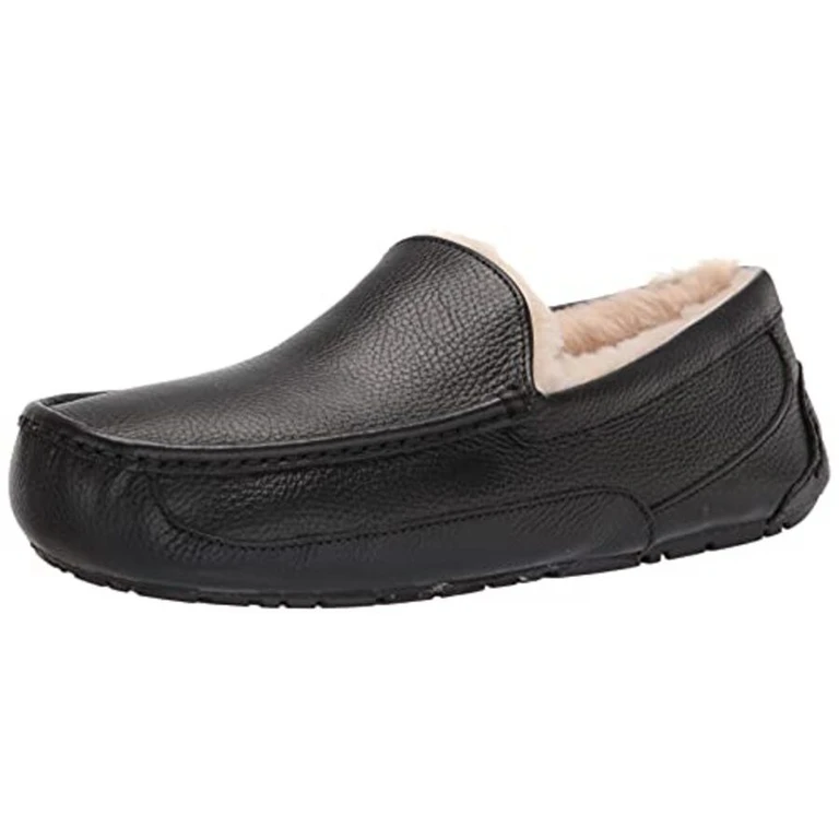 Ascot Slippers, Black Leather