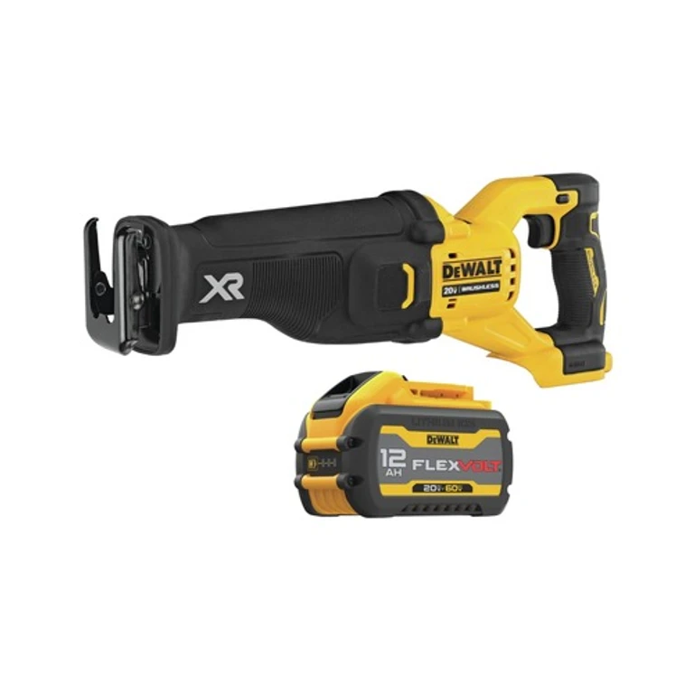 20V MAX XR Brushless Cordless Reciprocating Saw with Power DetectTool Technology and 20V/60V MAX FlexVolt 12 Ah Lithium-Ion Battery Bundle