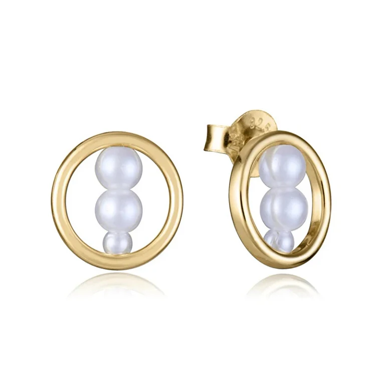 Gold Plated Earrings with Synthetic Pearls 2307E100-60