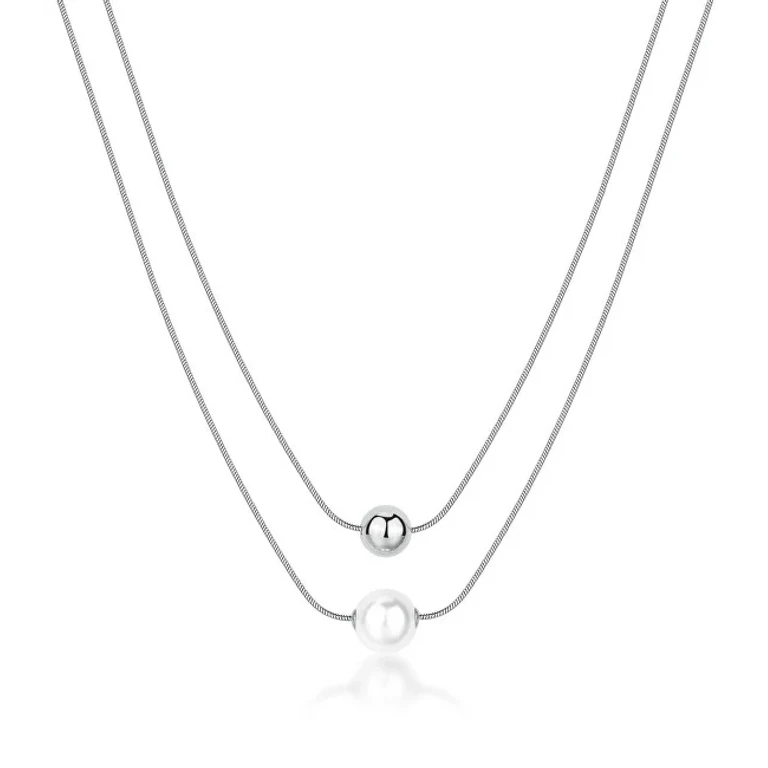 Enchanting Double Necklace with Artificial Pearl Perfect Bpc46