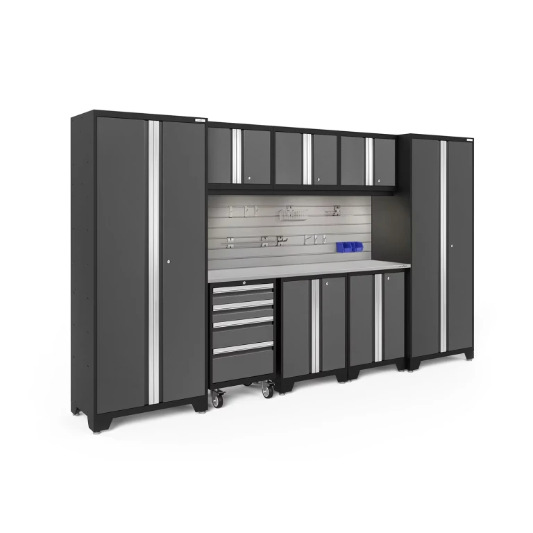 Bold Series 9 Piece Cabinet Set - Gray ; Stainless Steel:- Stainless Steel, Gray