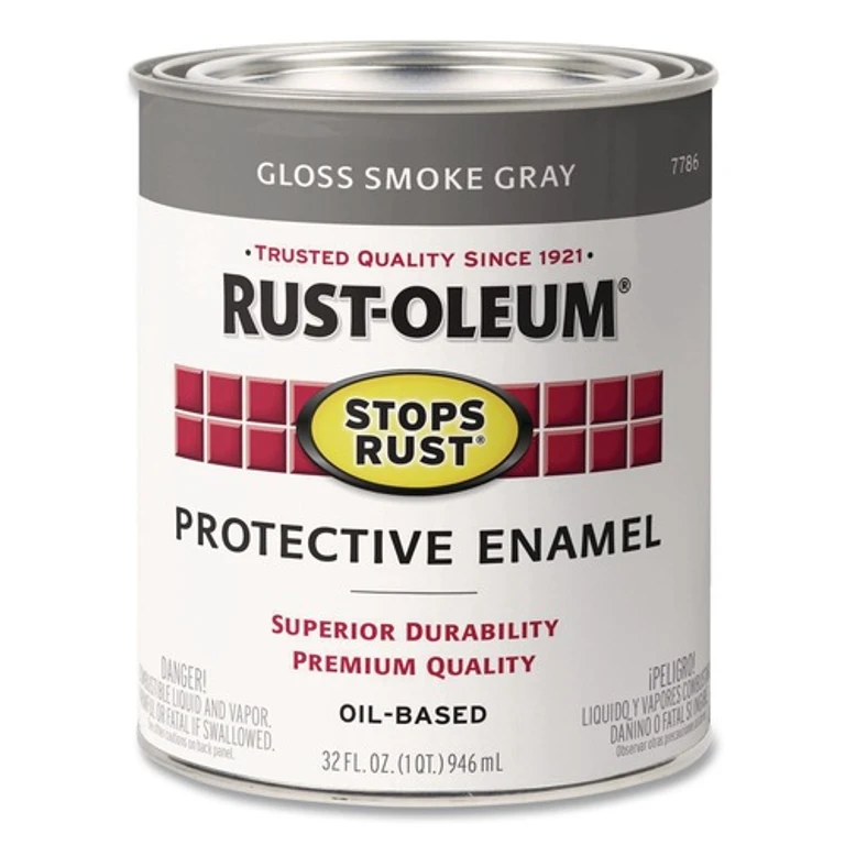 7786502 Stops Rust 1-qt. Can Brush-On Protective Enamel Paint - Gloss Smoke (2/Carton)