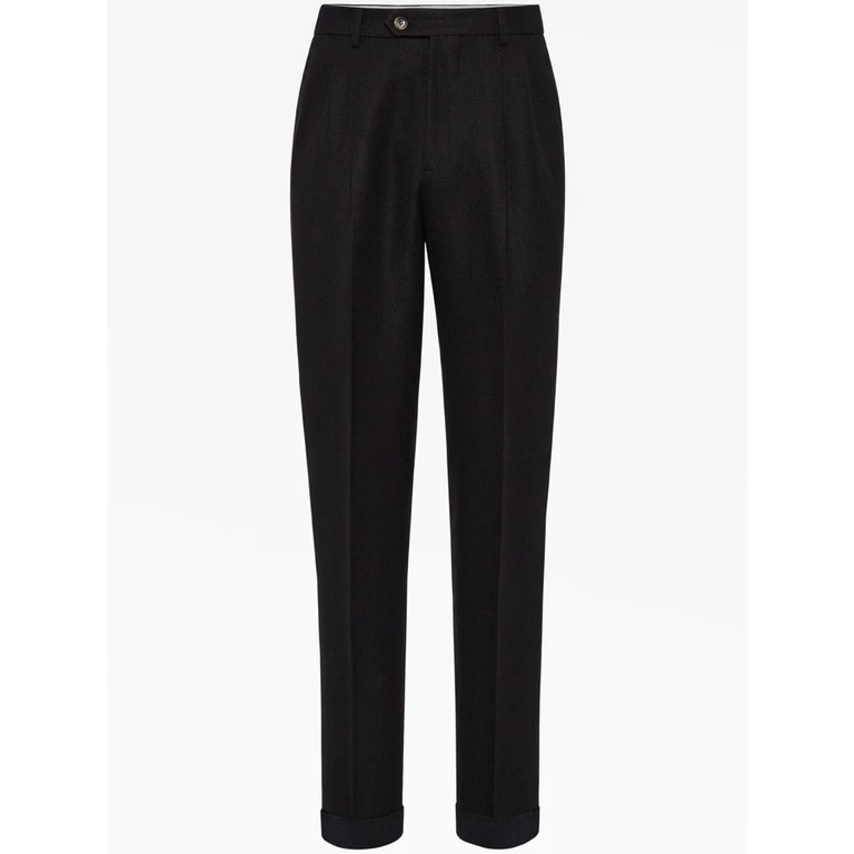 Black Linen Silk Wool Trousers