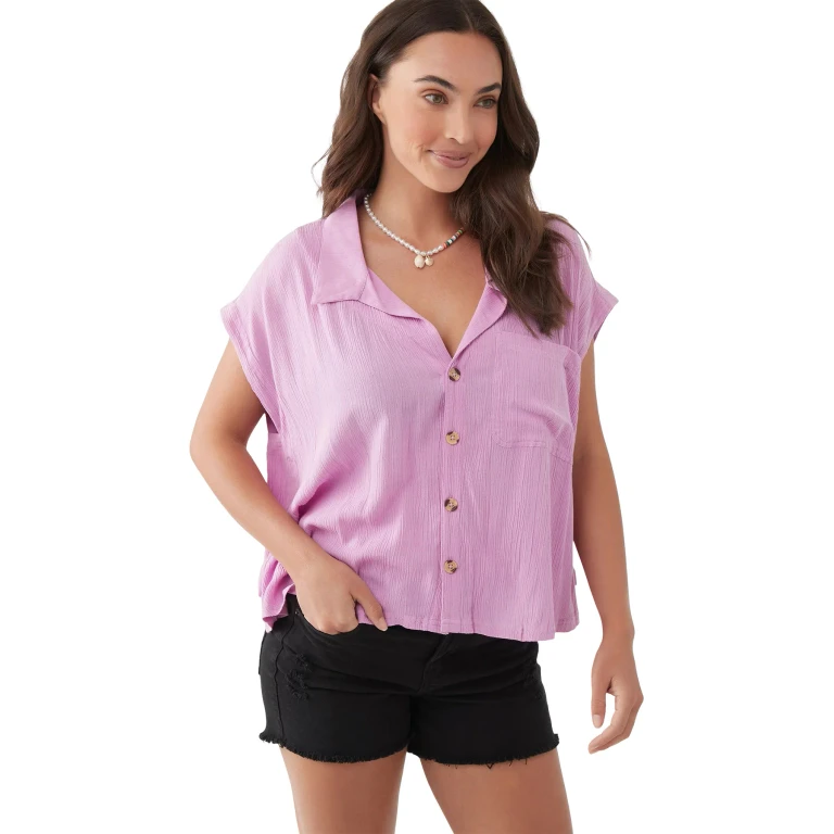Pascale Short Sleeve Woven Top - Women's