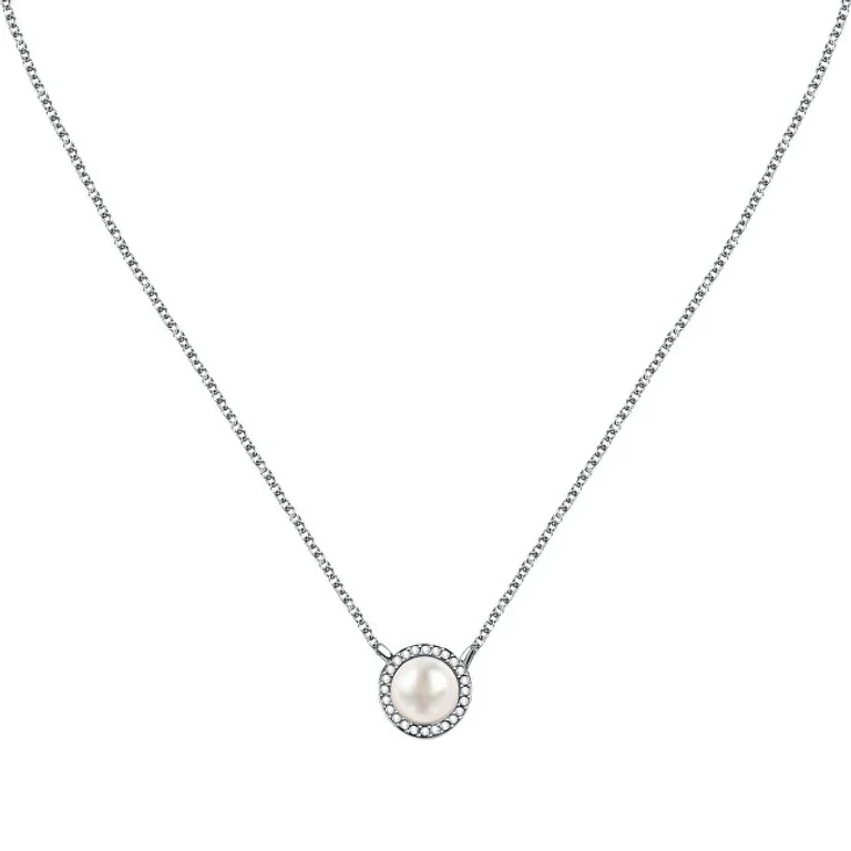 Elegante Silver Necklace With Pearl Saer49