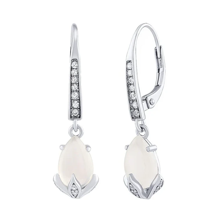 Earrings Clarissa In Silver With Moonstone And Brilliant Zircons Jjj1267Ems