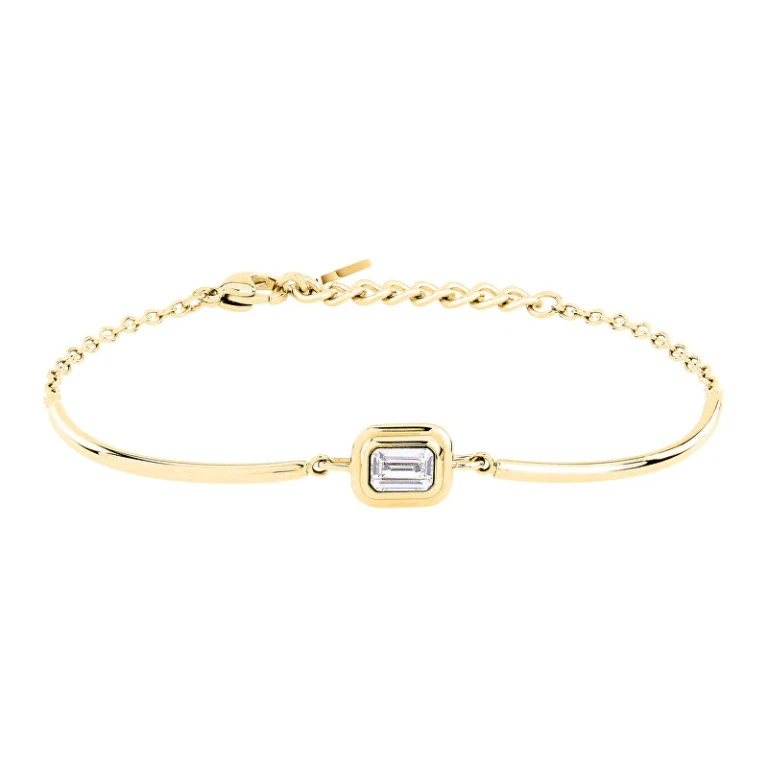 Elegante Gold Plated Bracelet With Zirconia T-Design Tjaxa23
