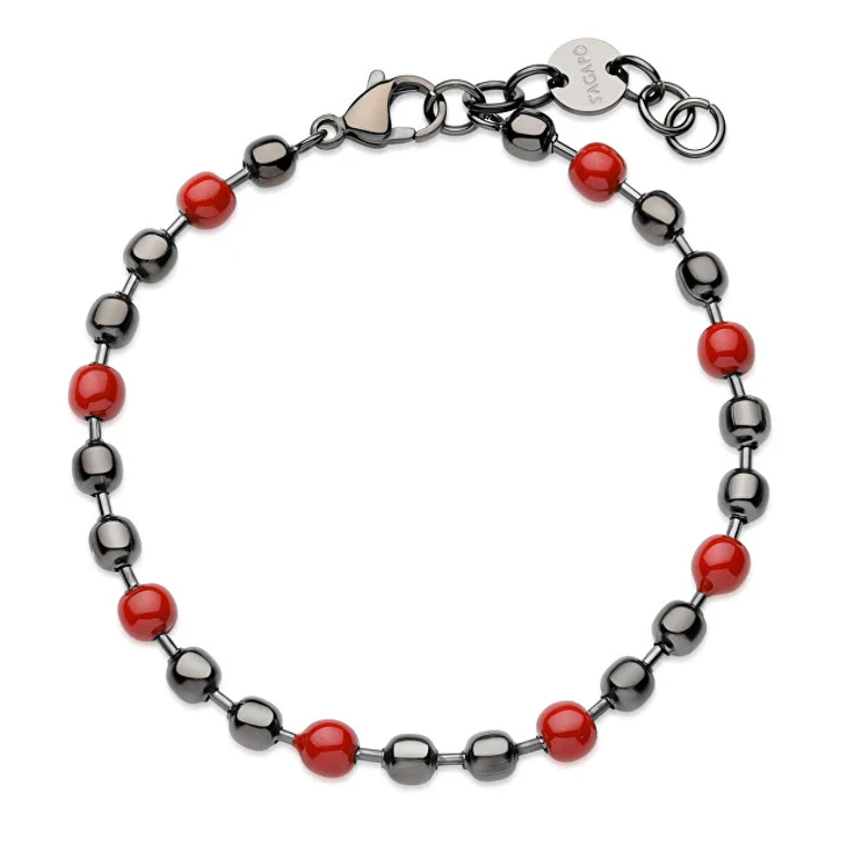 Wavy Steel Bead Bracelet For Men Srp69