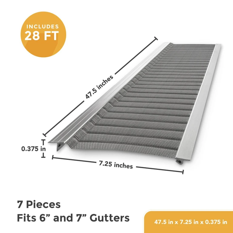 Stainless Steel Gutter Guard Kit (Fits 6' or 7' gutter - 28' in box):- 28-ft