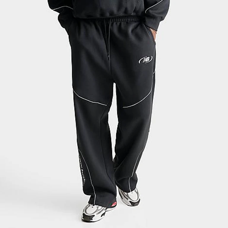 New Balance Men's Trackside Fleece Sweatpants in Black/White Size: Small