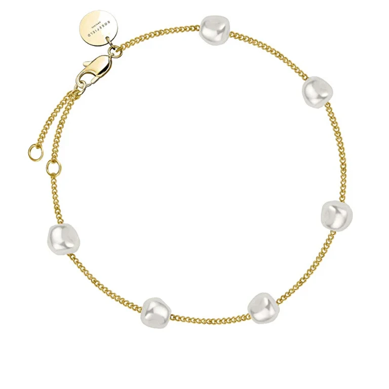 Charming Gold-Plated Bracelet with Essentials Pearls Jblpg-J603